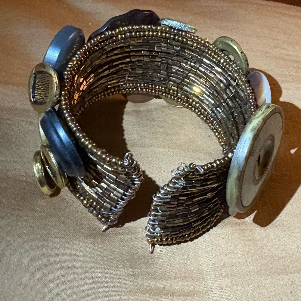 Upcycled Vintage Button Statement Bracelet Wearab… - image 3